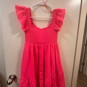 Aeropostale Vibrant Pink Kids Dress with Ruffled Sleeves